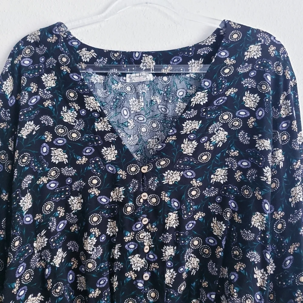 Free People Shes Dainty Long Bell Sleeve Floral Thong Bodysuit New Without Tags